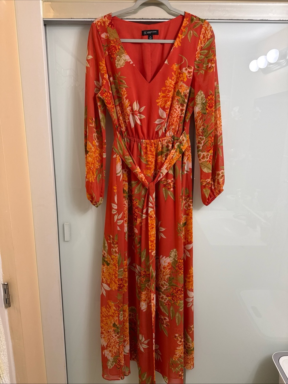 Inc International Concepts  dress Size 10 Orange Summer Dress Long Sleeves